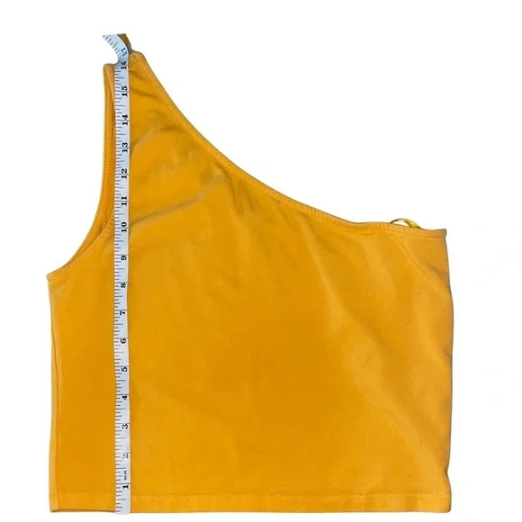 GB (Juniors) Knit One Shoulder Cropped Tank Top Yellow Seasonal Size M - Picture 5 of 6